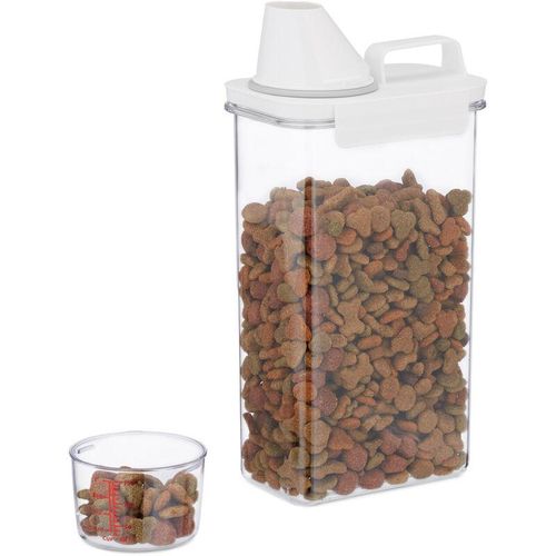 4052025482145 - Futter Aufbewahrungsbox Messbecher luftdichter Deckel 23 l Trockenfutter Müsli Waschpulver transparent - Relaxdays