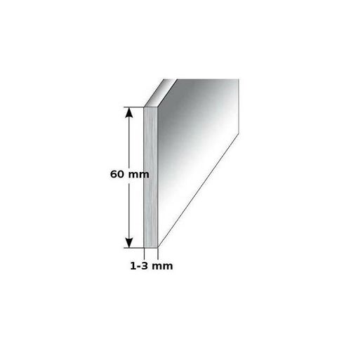 4017589619307 - Fußleiste   Sockelleiste (typ i 60) aus Aluminium Höhe 60 mm Farbe silber eloxiert Materialstärke 10 mm Befestigungsart ungebohrt - silber