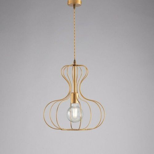 8050713213237 - Bonetti Illumina - Industrielle Pendelleuchte aus Ducal Gold und Urban Gold Eisen 35x h40 cm