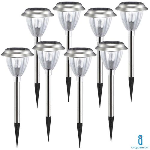 0664213399124 - Aigostar - solar led gartenleuchte 6500K stahl strassenlampe 8 stück