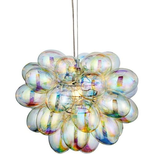 5016087916085 - Infinity - 1 Licht Pendelleuchte Chromplatte & schillerndes Glas E27 - Endon