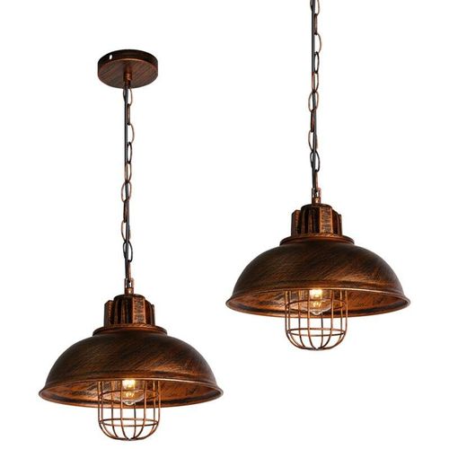 5713441814079 - Pendelleuchte Industrielle Stil Kronleuchter mit Kette Hängelampe mit Ø33cm Dome Metall Lampenschirm für Wohnzimmer Schlafzimmer Esszimmer Bronze