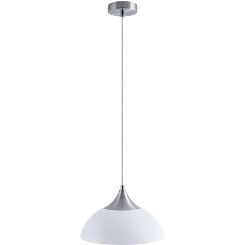 4066153000997 - Paco Home Pendelleuchte Hängelampe Esszimmer Esstischlampe 15m Textilkabel Kürzbar E27 Weiß Alu gebürstet Milchig A60 800 Lumen   8W