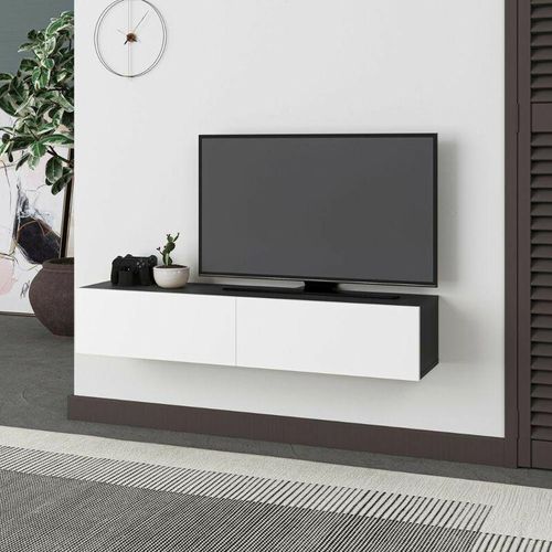 0645656387053 - Toscohome - TV-Hängeschrank 135cm mit Klapptüren anthrazit und weiß - Francy