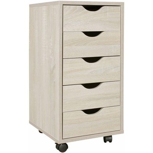 4250950269286 - Finebuy - Kinder Rollcontainer 33 x 64 x 38 cm Holz 5 Schubladen Moderner Schubladencontainer mit Rollen Standcontainer Bürocontainer Rollwagen