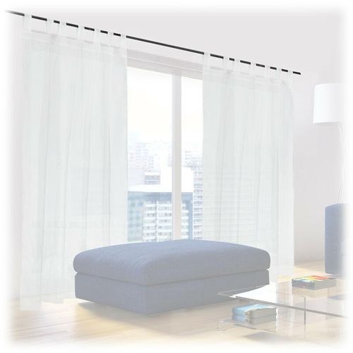 4052025891589 - Gardinen 2er Set HxB 175x140 cm halbtransparente Vorhänge Wohn- & Schlafzimmer Schlaufengardinen weiß - Relaxdays