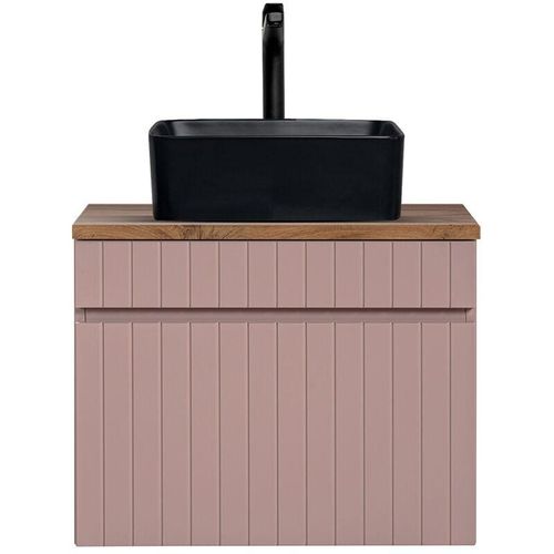 4066075128120 - Lomadox - Waschtischunterschrank 60 cm Aufsatzwaschbecken schwarz IRAKLIO-56-ROSE rosa Eiche Nb b h t ca 604 615 46 cm - rosa