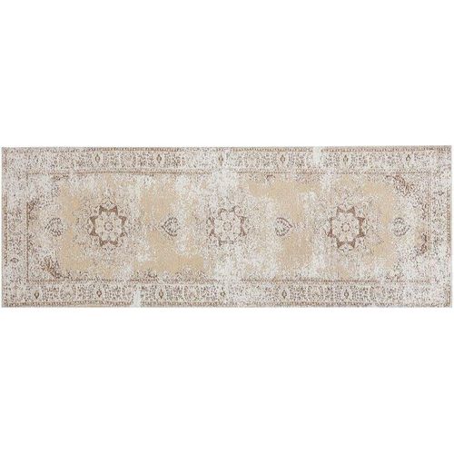 4251682219501 - Beliani - Läufer Teppich Beige Baumwolle 60 x 180 cm Kurzflor Orientalisches Muster Maschinengewebt Rechteckig