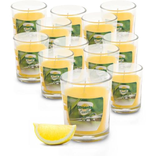 4069055000720 - Spetebo - Citronella Duft Kerze im Glas 6 x 5 cm - 12 Stück - Duftlicht mit Zitronen Aroma - Garten Balkon Camping Bistro Licht