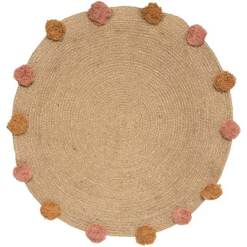 3560237584775 - Les - Kinderteppich Pompons - Jute d 78 cm - Atmosphera - Mehrfarbig