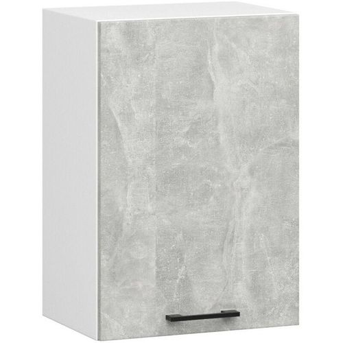 5907512215876 - Akord - Hängeschrank Küchenschrank oliwia modular W50 Weiß 50 cm Tür 2 Ebenen Front Beton B50 x H58 x T30 cm