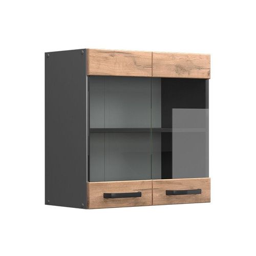 4066731045921 - Hängeglasschrank Küchenschrank Küchenzeile R-Line 60 cm Anthrazit Eiche Tür Fächer