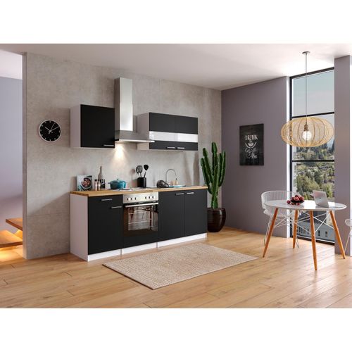 4260515334670 - Küchenzeile KB210WS 210 cm Weiß - Schwarz