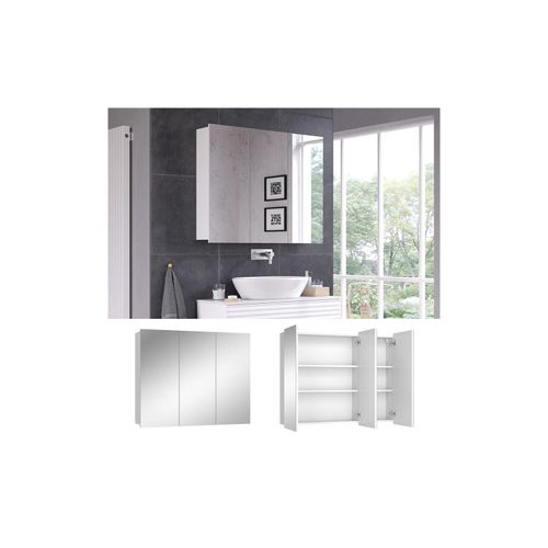 4066731340736 - Spiegelschrank Sola 100 x 798 cm Weiß Schrank mit 3 Türen Badezimmer 4066731340736 - Spiegelschrank Sola 100 x 798 cm Weiß Schrank mit 3 Türen Badezimmer