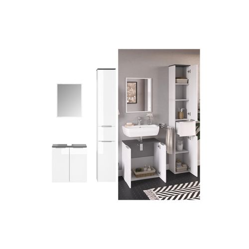 4251421933316 - VICCO Badmöbel-Set OTIS Weiß - Hochschrank Waschtischunterschrank Spiegel