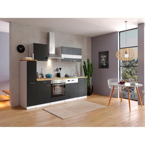 4260515334915 - Küchenzeile KB250WS 250 cm Weiß - Schwarz 4260515334915 - Küchenzeile KB250WS 250 cm Weiß - Schwarz