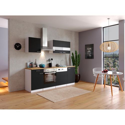 4260515334762 - Küchenzeile KB220WSC 220 cm Weiß - Schwarz 4260515334762 - Küchenzeile KB220WSC 220 cm Weiß - Schwarz