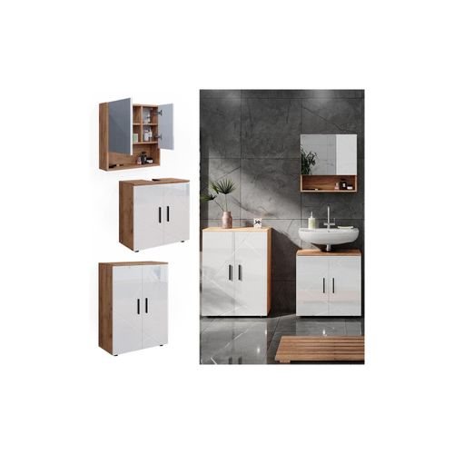 4066731273416 - Badmöbelset Irma Eiche Weiß Hochglanz modern Badezimmerschrank Badschrank Badezimmermöbel Waschtischunterschrank Spiegelschrank Kommode Schranktür Schrankfach 4066731273416 - Badmöbelset Irma Eiche Weiß Hochglanz modern Badezimmerschrank Badschrank Badezimmermöbel Waschtischunterschrank Spiegelschrank Kommode Schranktür Schrankfach