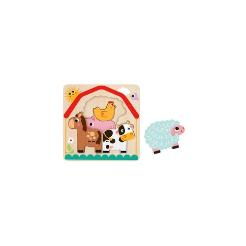 6972633372844 - Tooky Toy Kinder Puzzle Holz 7-teilig Sortierspiel Farbpuzzle 6 bunte Tiere bunt 6972633372844 - Tooky Toy Kinder Puzzle Holz 7-teilig Sortierspiel Farbpuzzle 6 bunte Tiere bunt
