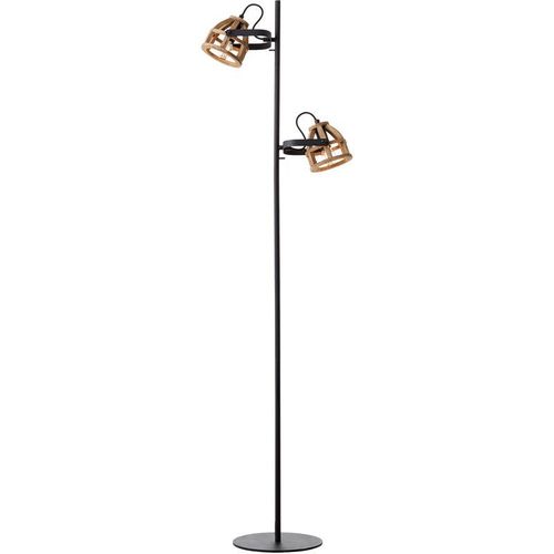 4004353390210 - Lampe Calley Standleuchte 2flg holz dunkel schwarz Metall Kunststoff schwarz 2x D45 E14 40 w - schwarz - Brilliant