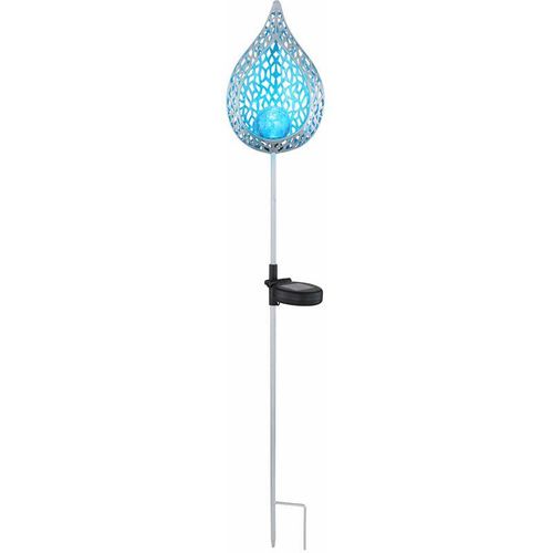 4059157156623 - Etc-shop - Solar Fackeln Flamme Gartendeko Solarleuchte Blauer Lichteffekt Flammen Design led kaltweiß Crackle-Glas h 90 cm Garten Balkon