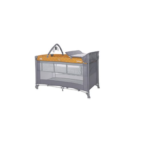3800151993889 - Reisebett Torino plus 2 Ebenen Wickelauflage Spielbogen Räder faltbar gelb
