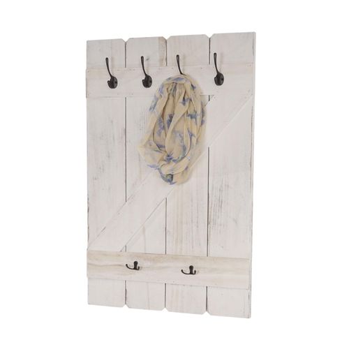 4057651083964 - Wandgarderobe MCW-D13 Garderobe Garderobenpaneel 6 Haken 91x60cm ~ shabby-weiß