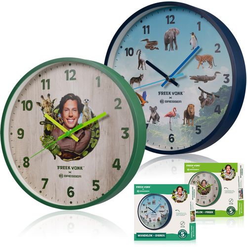 4007922084558 - FREEK VONK x BRESSER Kinder-Wanduhr Modell Tier