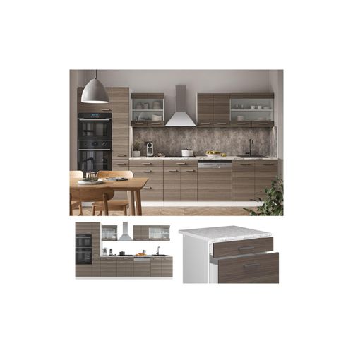 4066731046454 - Küchenzeile Küchenblock Einbauküche R-Line 350 cm Weiß Edelgrau Arbeitsplatte 4066731046454 - Küchenzeile Küchenblock Einbauküche R-Line 350 cm Weiß Edelgrau Arbeitsplatte