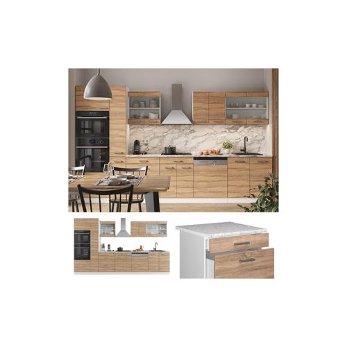 4066731046461 - Küchenzeile Küchenblock Einbauküche R-Line 350 cm Weiß Sonoma Arbeitsplatte 4066731046461 - Küchenzeile Küchenblock Einbauküche R-Line 350 cm Weiß Sonoma Arbeitsplatte