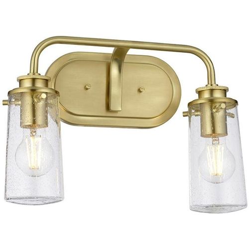 5024005666011 - Lighting QN-BRAELYN2-BB quintiesse Wandleuchte Braelyn E27 40W IP44 Stahl Messing gebürstet  Blasenglas klar L145cm H259cm B374cm dimmbar