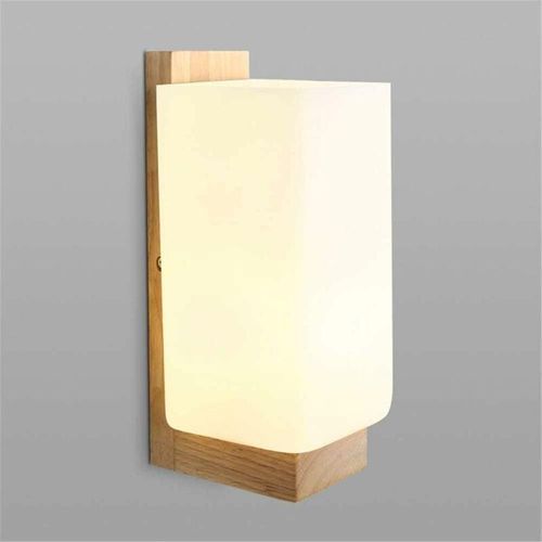 6273997902792 - Longziming - Vintage Innenwandleuchte Holz Wandleuchte E27 Massivholz Wandleuchte led Lampe mit Retro Glasschirm für Wohnzimmer Schlafzimmer