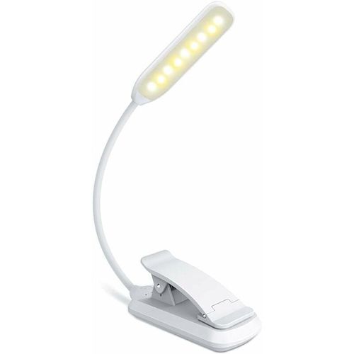 6273997880700 - LED-Leselicht wiederaufladbare Leselampe in 3 Helligkeitsmodi (kaltes Weiß warmes Gelb) dimmbares Leselicht für Buch im Bett Buchclip-Licht für