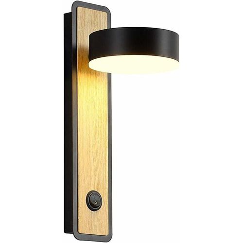 6273997903119 - Longziming - led Wandleuchte Wandleuchte 5W Wandleuchte mit Druckschalter Schwarz Massivholz Wandbeleuchtung für Schlafzimmer Nachttisch Wohnzimmer