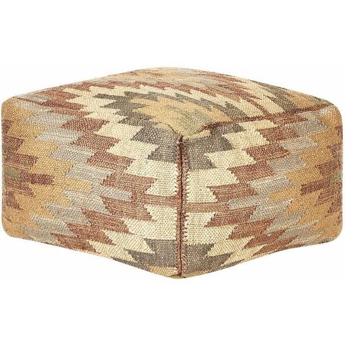 4255664810342 - Beliani - Pouf Mehrfarbig Jute und Wolle 50 x 50 x 30 cm Quadratisch mit eps Füllung Muster Orientalisch Geometrisch für Wohnzimmer Schlafzimmer Deko