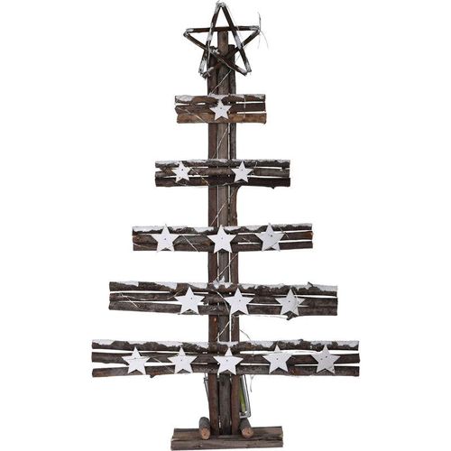 4260461478923 - Spetebo - led Deko Holz Tannenbaum mit Sternspitze 60 cm - 30 led - Weihnachts Tisch Deko