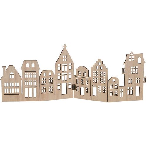 4262371533563 - Spetebo - Deko Holz Skyline klappbar 50 x 22 cm - natur - Weihnachts Stadt Silhouette zur Tischdekoration - Weihnachtsdeko Tischdeko für Weihnachten