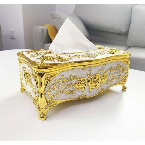 6273997589085 - Longziming - Kosmetiktuch-Box-Abdeckung goldener Kunststoff-Tissue-Halter für Badezimmer Schlafzimmer oder Büro (Golden)