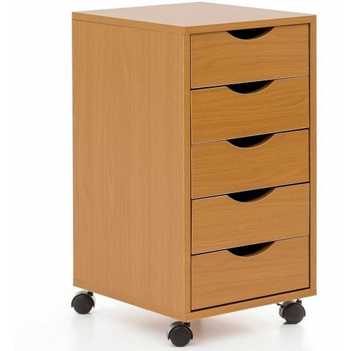 4250950288027 - Finebuy - Kinder Rollcontainer 33 x 64 x 38 cm Holz 5 Schubladen Moderner Schubladencontainer mit Rollen Standcontainer Bürocontainer Rollwagen