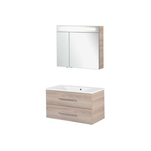 4008033098175 - Bclever Badmöbel Set 3-teilig 90 cm Braun hell-09817 - Fackelmann