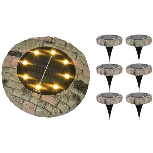 4251699828895 - Buri - 6x led Solarleuchte Steinoptik warmweiß Gartenleuchte Leuchtstein Gartendeko