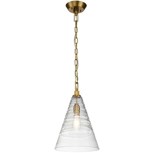 5024005714613 - Elstead - Lighting qn-elmore-p-bbs quintiesse Hängeleuchte Elmore E27 1x40W Stahl Messing brüniert Glas klar dekorativ H594cm-2151cm Ø295cm