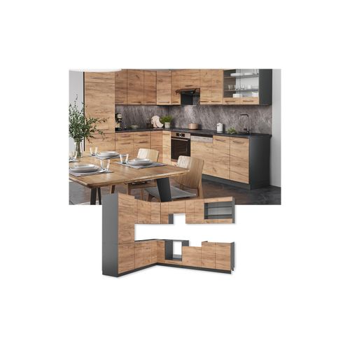 4066731165643 - Eckküche Küchenzeile Einbauküche Fame-Line Anthrazit Eiche 227x287 cm modern Spülenunterschrank Schubunterschrank Eckunterschrank Herdumbauschrank Hängeschrank Kühlumbauschrank Hängeglasschrank 4066731165643 - Eckküche Küchenzeile Einbauküche Fame-Line Anthrazit Eiche 227x287 cm modern Spülenunterschrank Schubunterschrank Eckunterschrank Herdumbauschrank Hängeschrank Kühlumbauschrank Hängeglasschrank
