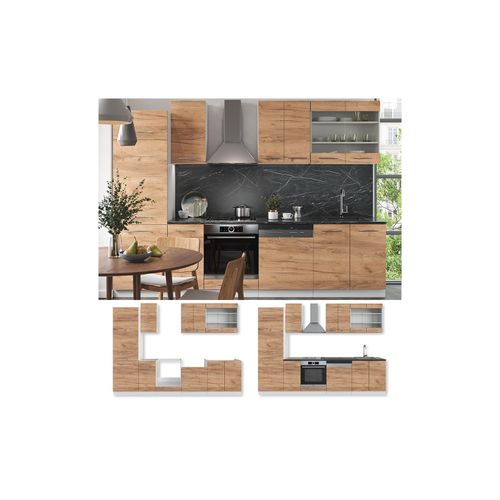 4066731169382 - Küchenzeile Küchenblock Einbauküche Fame-Line Weiß Eiche 300 cm modern Küchen Schränke Schubunterschrank Herdumbauschrank Spülenunterschrank Hängeschrank Kühlumbauschrank Geschirrspülerblende 4066731169382 - Küchenzeile Küchenblock Einbauküche Fame-Line Weiß Eiche 300 cm modern Küchen Schränke Schubunterschrank Herdumbauschrank Spülenunterschrank Hängeschrank Kühlumbauschrank Geschirrspülerblende