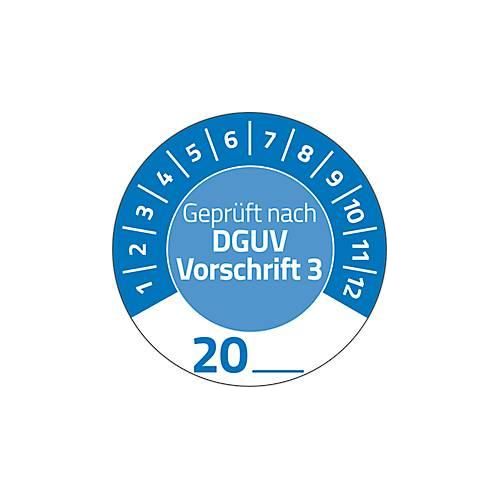 4004182079096 - 7909 Prüfplaketten „DGUV Vorschrift 3“ 20__ zum Selbereintragen extrem robust Ø 30 mm 80 Stück 10 Bogen Vinylfolie blau