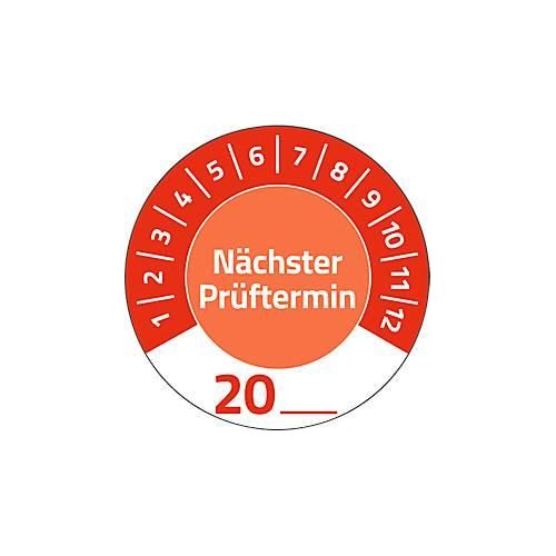 4004182079041 - Prüfplakette 7904 „Nächster Prüftermin“ 20__zum Selbereintragen extrem robust Ø 30 mm 80 Stück 10 Bogen Vinylfolie rot