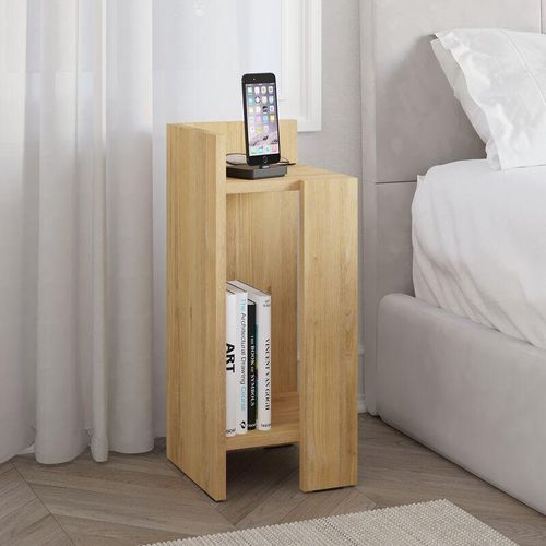 8680812199523 - Decortie - Elos Modern Bedside Table Left Module - Oak   Oak - Oak   Oak