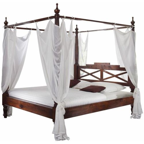 4251213516482 - Massivmoebel24de - Himmelbett Akazie 140x200x224 nougat lackiert oxford 244 - dunkelbraun