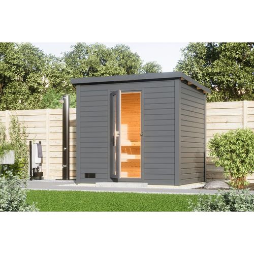 4010090998145 - Saunahaus 38mm Melo 3 Ofen 9 kW integr Strg terragrau 4010090998145 - Saunahaus 38mm Melo 3 Ofen 9 kW integr Strg terragrau