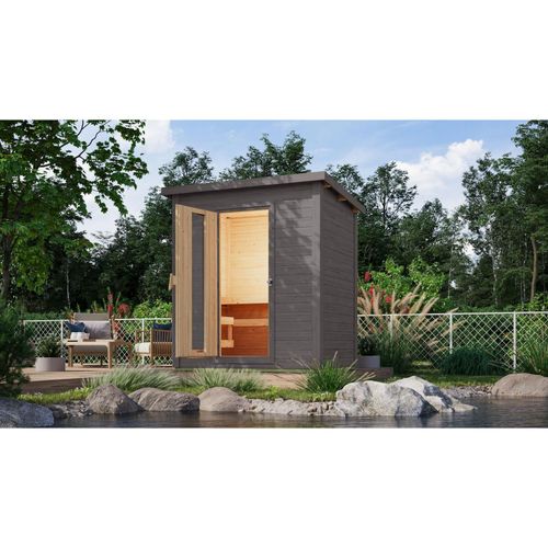 4010090998121 - Saunahaus 38mm Melo 1 Ofen 9 kW integr Strg terragrau 4010090998121 - Saunahaus 38mm Melo 1 Ofen 9 kW integr Strg terragrau